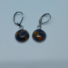 boucles d'oreille en agate oeil de dragon et dormeuses acier inoxydable