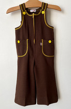Salopette vintage '70 bébé garçon 6 mois Absorba made in France Marron Jaune 🍋