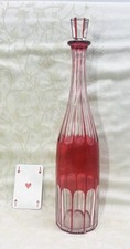 BACCARAT CARAFE BOUTEILLE CRISTAL TAILLÉ DOUBLÉ DE COULEUR COLORÉ ROSE ROUGE