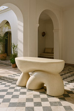 A sculptural console table