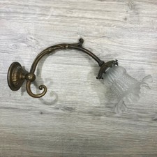 Ancienne Applique Murale Col De Cygne Laiton Tulipe Pâte De Verre Opaque