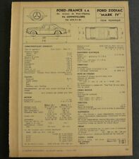 Fiche technique automobile FORD ZODIAC MARK IV