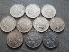 beau lot de 10 pièces 5frs semeuse  argent