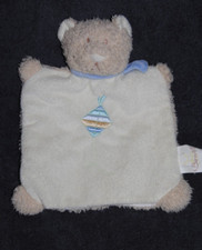 ?Doudou Plat Marionnette Ours BENGY Crème Beige Cerf Volant Echarpe Bleu TTBE