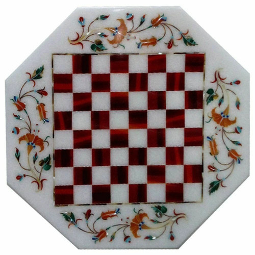 White marble chess table - table, top