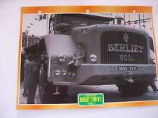 CARTE FICHE CAMION TRAVAUX PUBLICS BERLIET T 100 N°1 1957