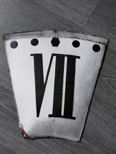 Cartel Émaillé Chiffre VII Horloge Mairie Église Hauteur 31 cm