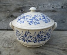 ancienne soupière Saint Clément faience émaillée fleurs bleues vintage