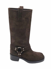 Riccianera Biker Botte en Daim Tête Marron Accessoire T.5cm Bas Caoutchouc 5/6