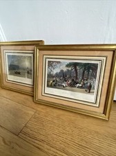 Lot 2 gravures en couleur Eugène Lami / Turner cadre doré or fin 18k tirage XIXe