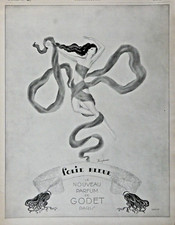PUBLICITÉ DE PRESSE 1925 FOLIE BLEUE LE NOUVEAU PARFUM DE GODET - A.Zinoview