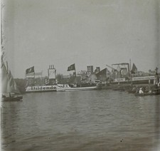 ALLEMAGNE Drapeau nazi c1935 Photo Plaque de verre Stereo Vintage V34L6n