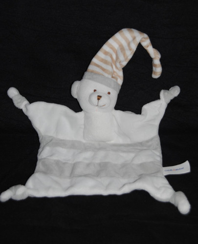 Doudou plat ours blanc - plat,