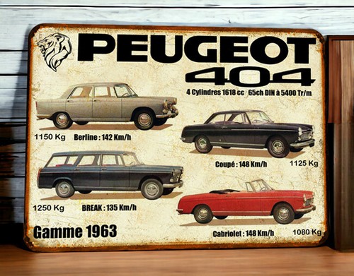 Plaque métal peugeot 404 - plaque,