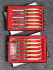 Lot de 6 Couteaux et 6 Fourchettes Laguiole couleur Ivoire Nacré - Neuf