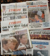 JOURNAL JOUR DE NAISSANCE. PARISIEN,FRANCE SOIR,FIGARO,L'EQUIPE etc  1996 à 2001