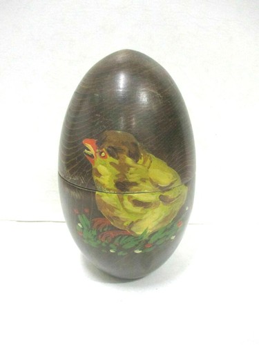 Oeuf bois peint poussin - en,