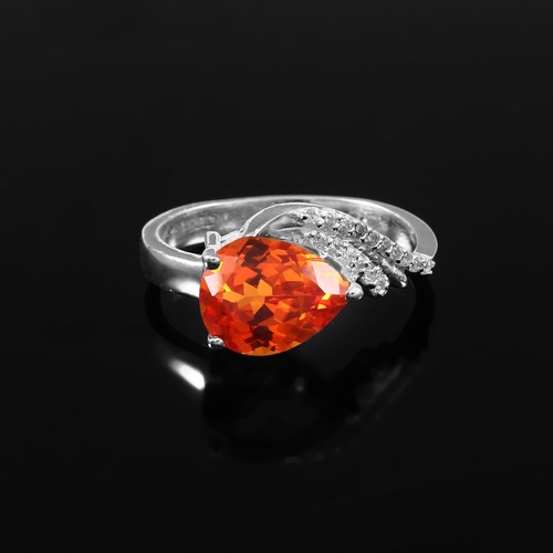 Bague poire saphir orange - poire,
