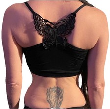 Crop Top Femme Noir Papillon Neuf butterfly Sexy S/M  Crop-tops T-shirt Summer