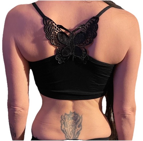 Crop top femme noir papillon - femme,