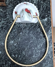 FRENCH Cardinal Towel Holder PORCELAINE DE PARIS BATHROOM WALL HOOK Limoges Bird