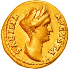 Sabine, Aureus, 133-135, Rome, Très rare, Or, TB+, RIC:2553
