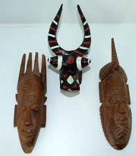 3 petits masques du Sénégal  ART AFRICAIN 14, 16 & 17cm