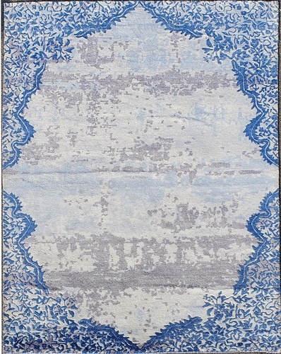 Tapis soie laine noué - soie, et