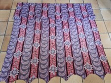 linge ancien rideau : Rideau coton imprimé (indienne) XIXème + sa cantonnière