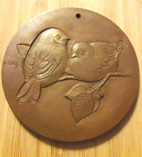 Médaille deux oiseaux plante - mÉdaille,