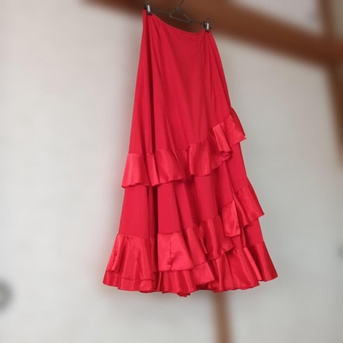 Red flamenco skirt - red, with