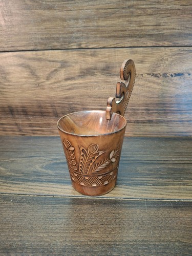 Vintage kuksa cup hand - hand, carved