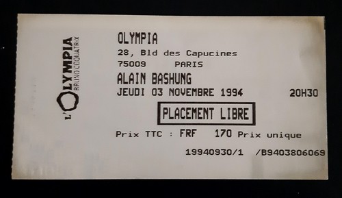 Ticket billet place concert - ,