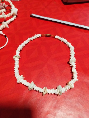 Collier coquillages blanc - collier,