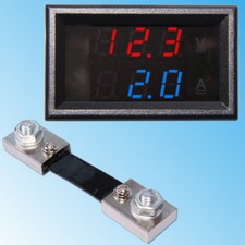 100V Voltmètre 100A Ampèremètre avec Shunt Digital Display Numérique Panneau DC