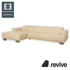 Ewald Schillig Monda Status Cuir Canapé D'Angle Récamière Gauche Crème Blanc