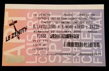 ticket billet place concert Bernard LAVILLIERS ,ZAZIE ,TRYO, Y.NOAH 2009 PARIS