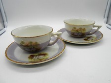 01 ) SUPERBE PAIRE DE TASSE AUX CYGNES EN FAÏENCE DE ORCHIES MOULIN DES LOUPS