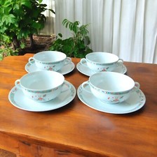 Limoges. Raynaud. 4 tasses deux anses porcelaine famille verte modèle Houang-Pou