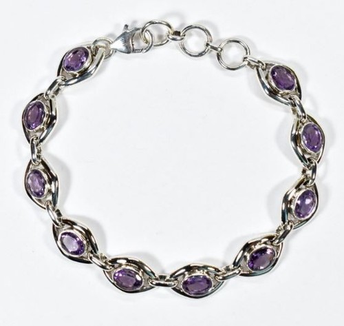 Bracelet ovale améthyste - bracelet,