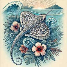 2 Autocollants hibiscus Tahiti