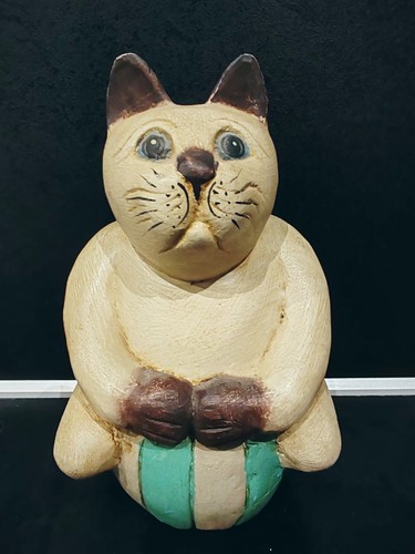 Gros chat assis bois cm - bois, 21