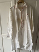 Chemise Nuit Ancienne à Pan , Homme. Grande taille coton Avec Passe-poil Rouge