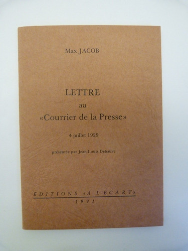 Max jacob lettre courrier - lettre, au
