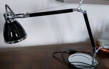 Lampe articulée design d’architecte vintage industriel – métal chromé & noir – s