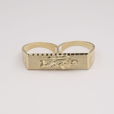 Bague À Deux Doigts Saint Jude En Or Jaune 10K Avec Taille En Diamant