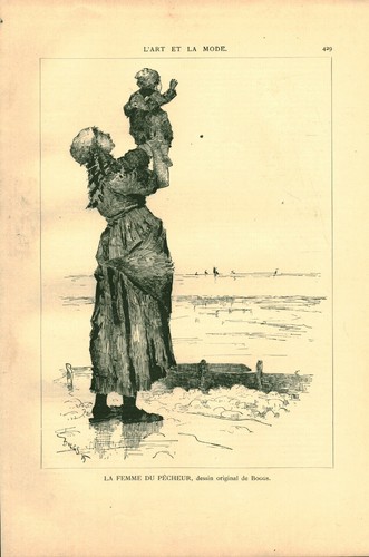 Gravure ancienne 1885 - la, femme