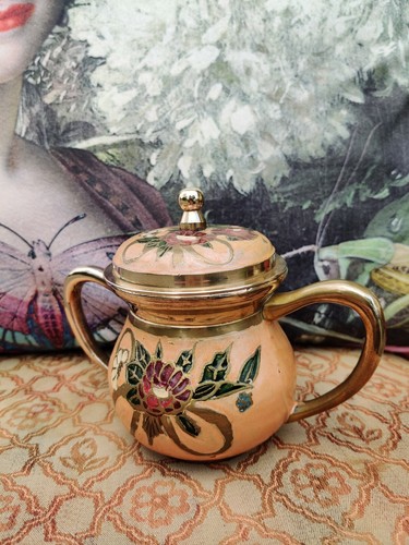 Pot laiton émail cloisonné - pot,