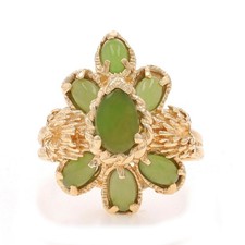 Or Jaune Nephrite Jade Serti