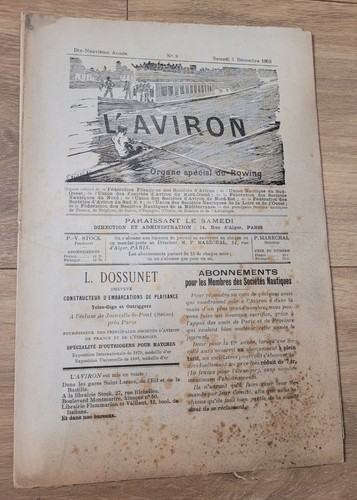 L'Aviron 1903 aviron rudern